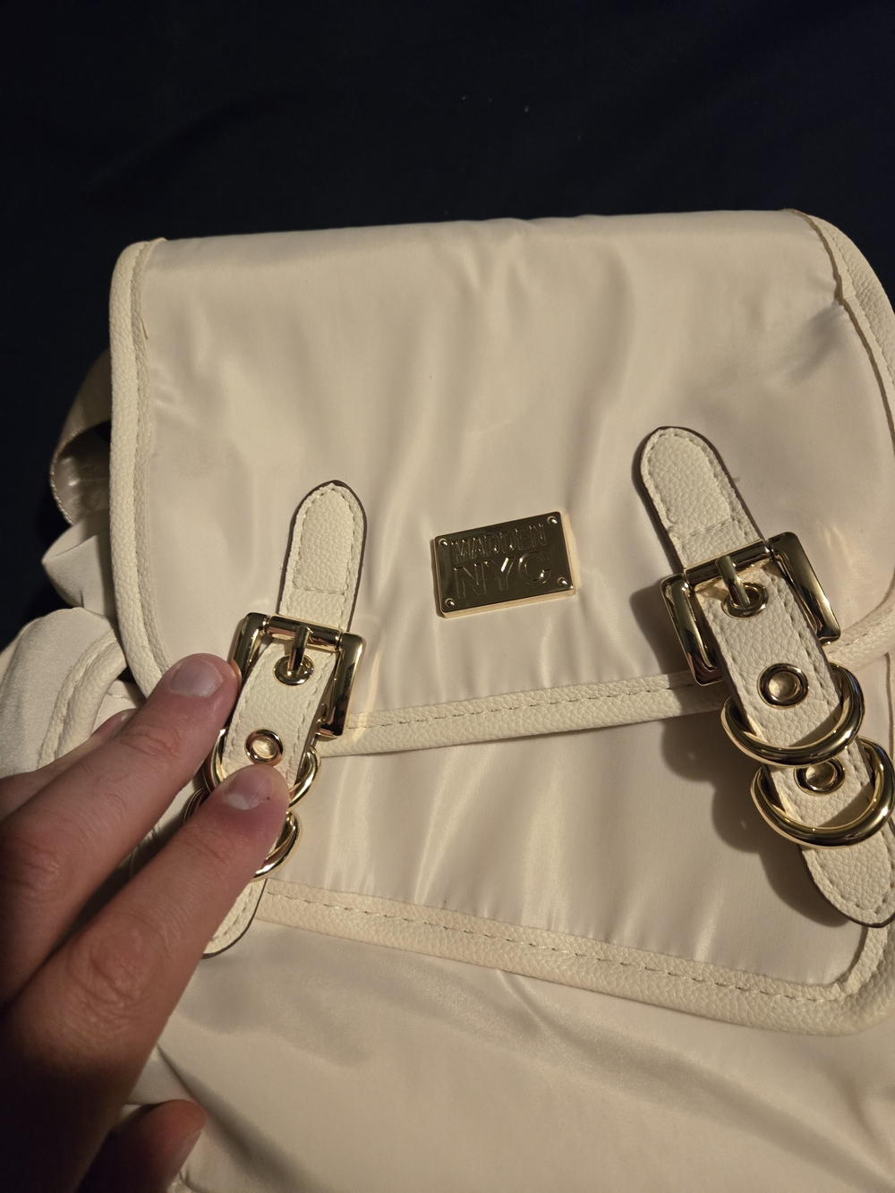 Cream Women's Buckle Flap Backpack - Unbranded